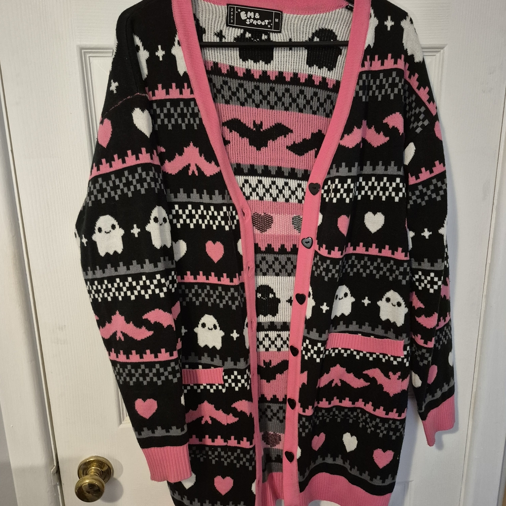 Cute Ghosts Women's Sweater - Pink and Black
